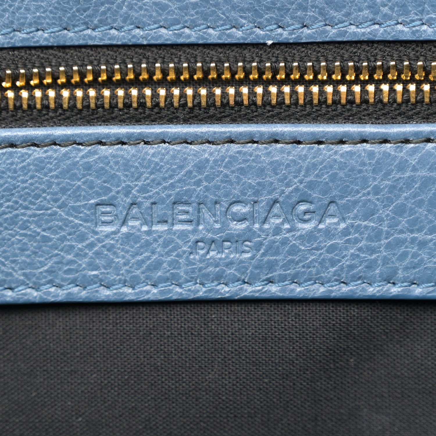 Balenciaga Agneau Giant 12 Gold Hardware Envelope Strap Clutch Bleu Persan 8 of 13