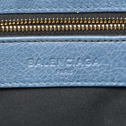 Balenciaga Agneau Giant 12 Gold Hardware Envelope Strap Clutch Bleu Persan 8 of 13