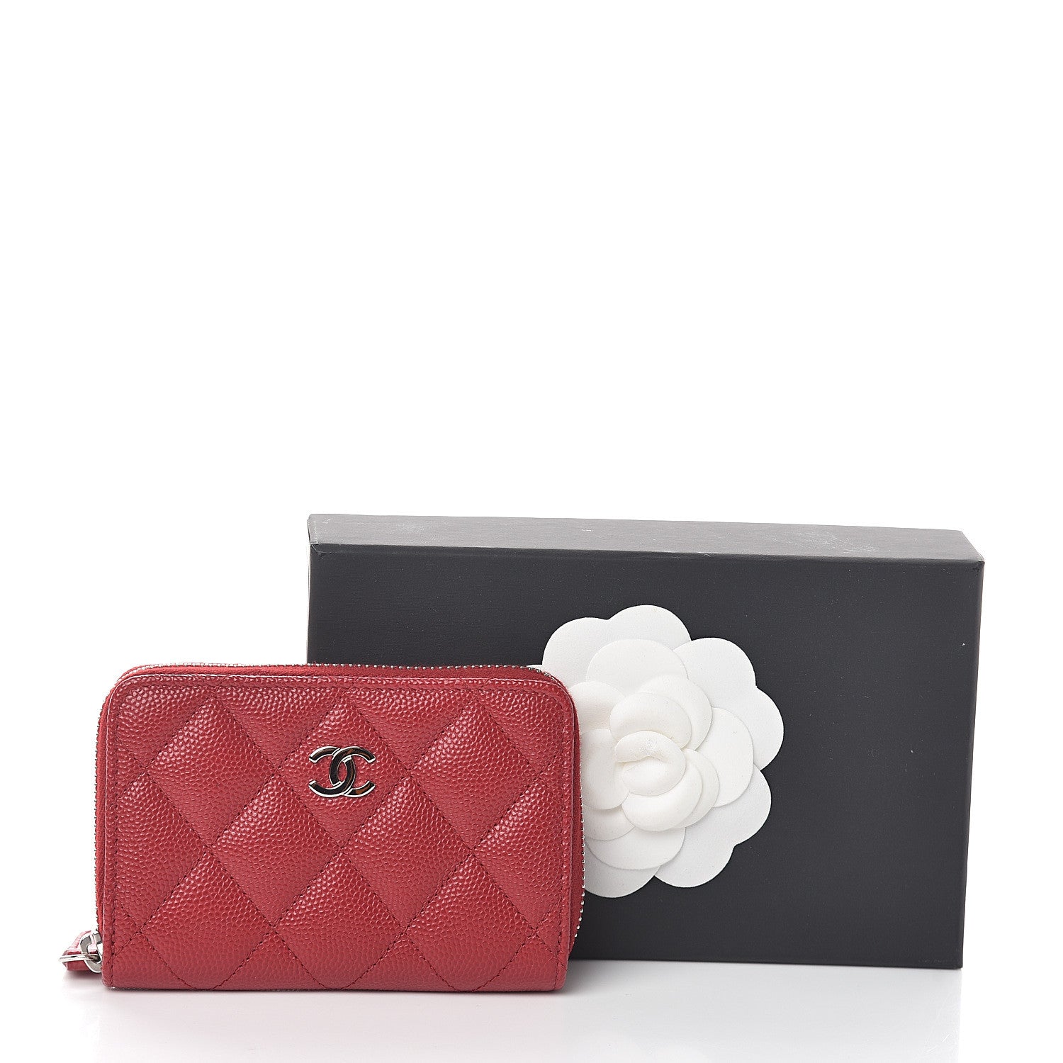 Chanel Caviar Quilted Zip Coin Purse Dark Red 6 of 6