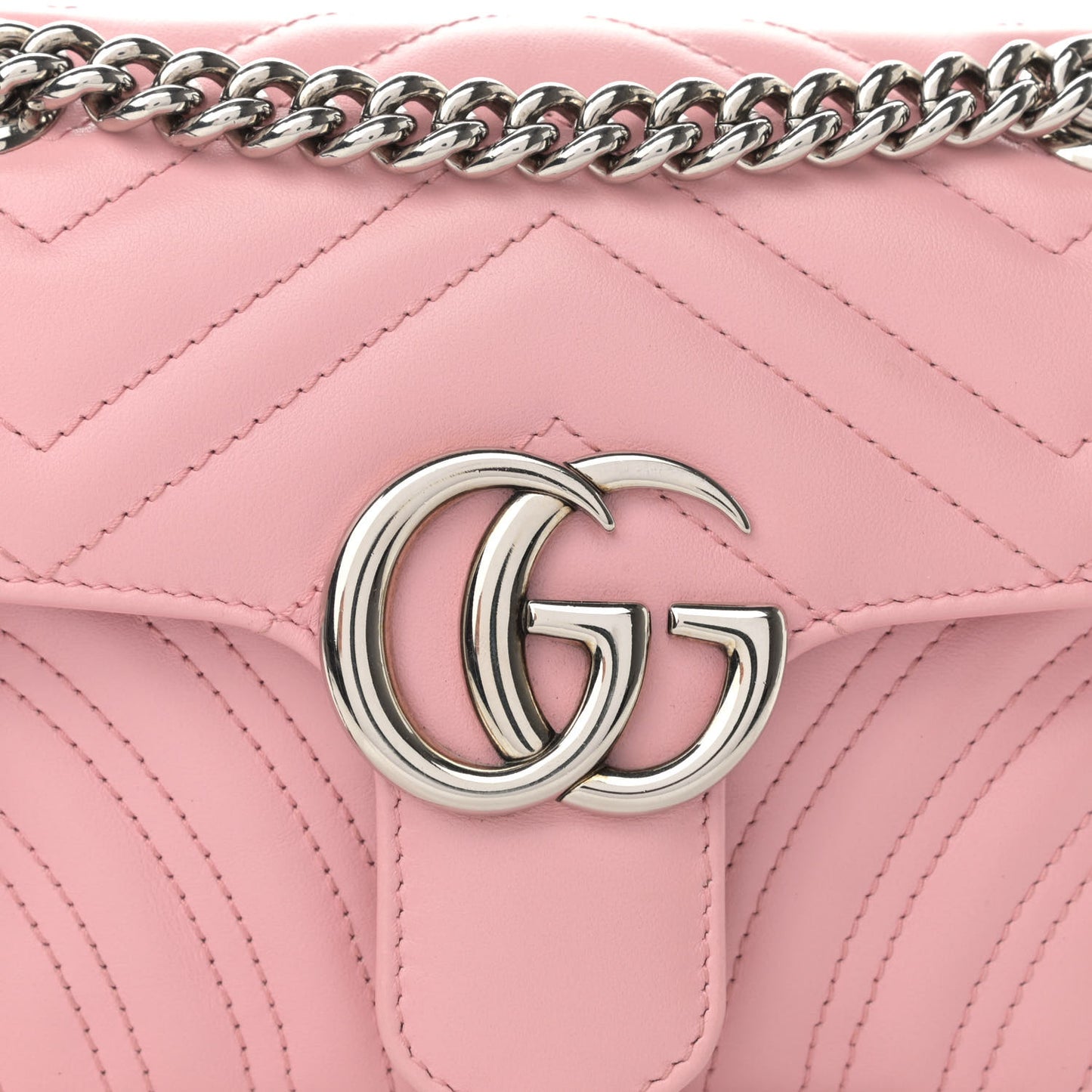 Calfskin Matelasse Mini GG Marmont Shoulder Bag Wild Rose