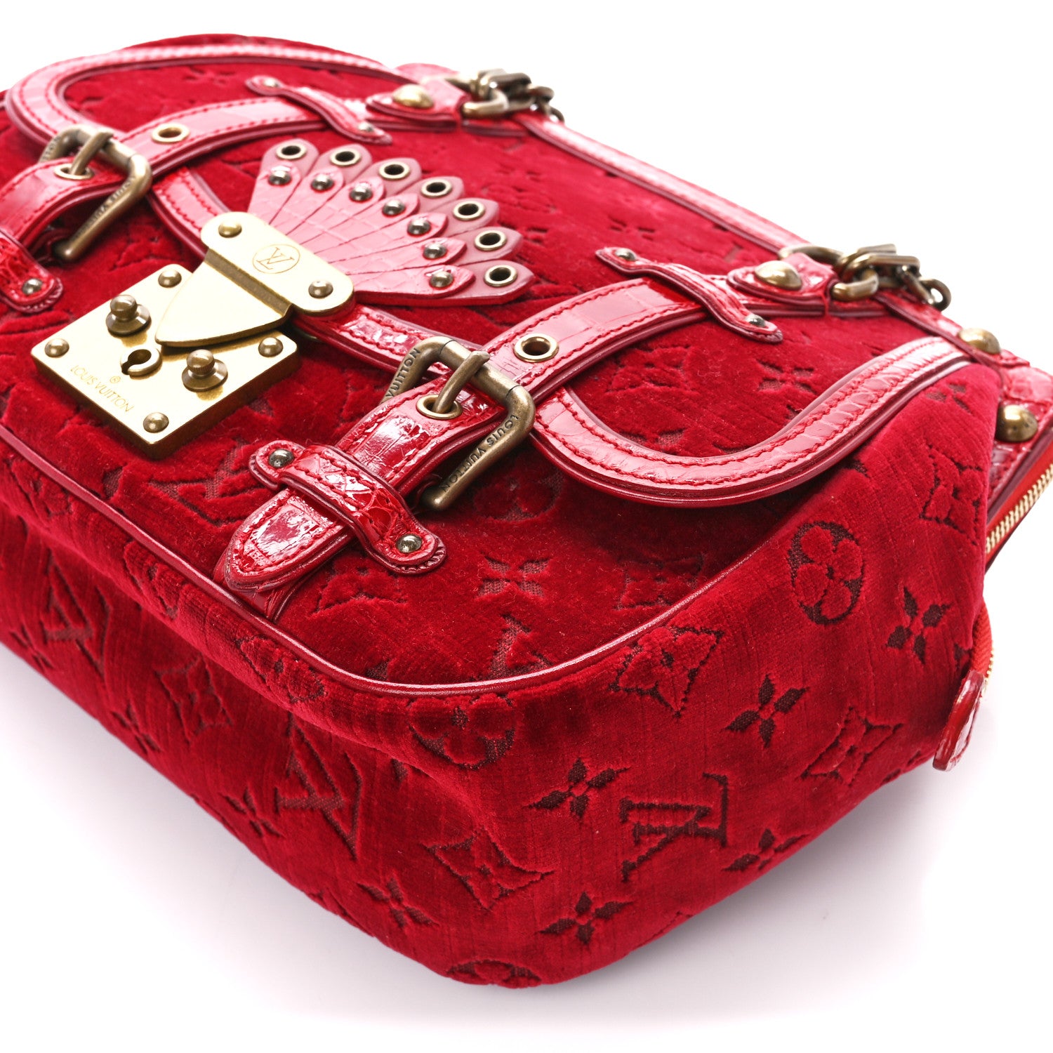 Louis Vuitton Monogram Velours Alligator Gracie MM Rouge 10 of 10