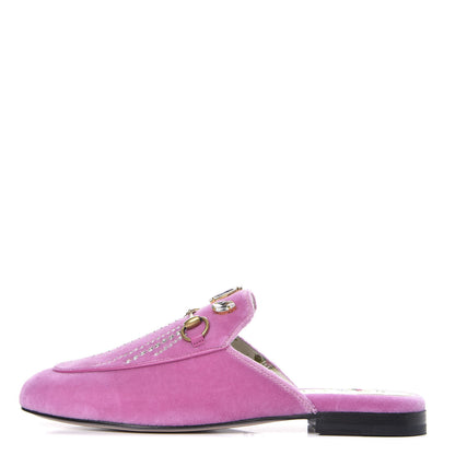 Gucci Velvet Marquise Crystals Womens Princetown Slippers 37.5 Malva Dark Malva 1 of 9
