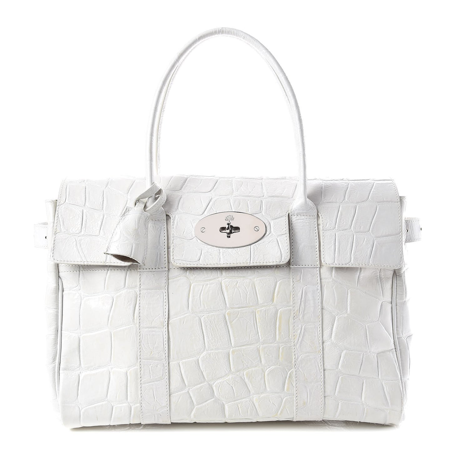 Calfskin Crocodile Embossed Bayswater White