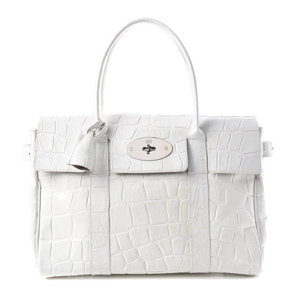 Mulberry Calfskin Crocodile Embossed Bayswater White 1 of 19