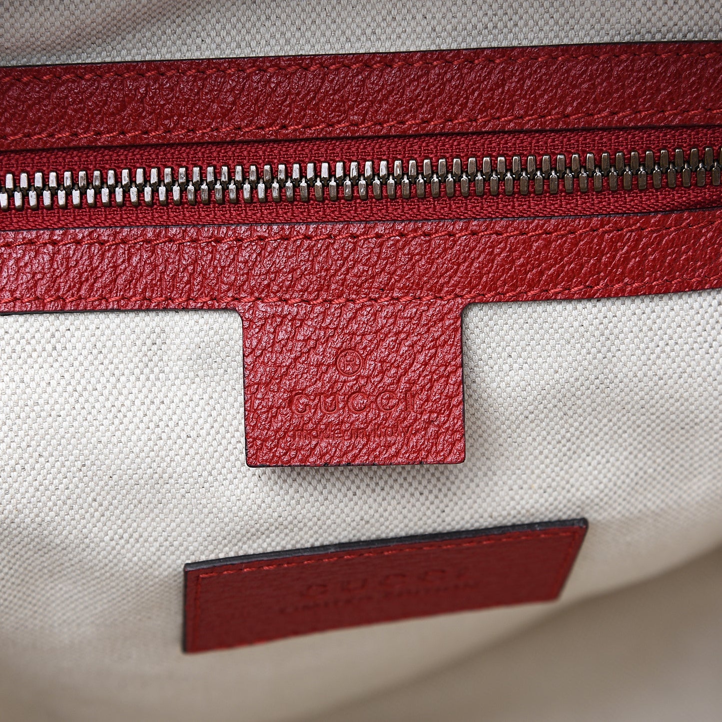 GG Supreme Monogram Web Bosco Patch Dome Backpack Beige Malva Hibiscus Red