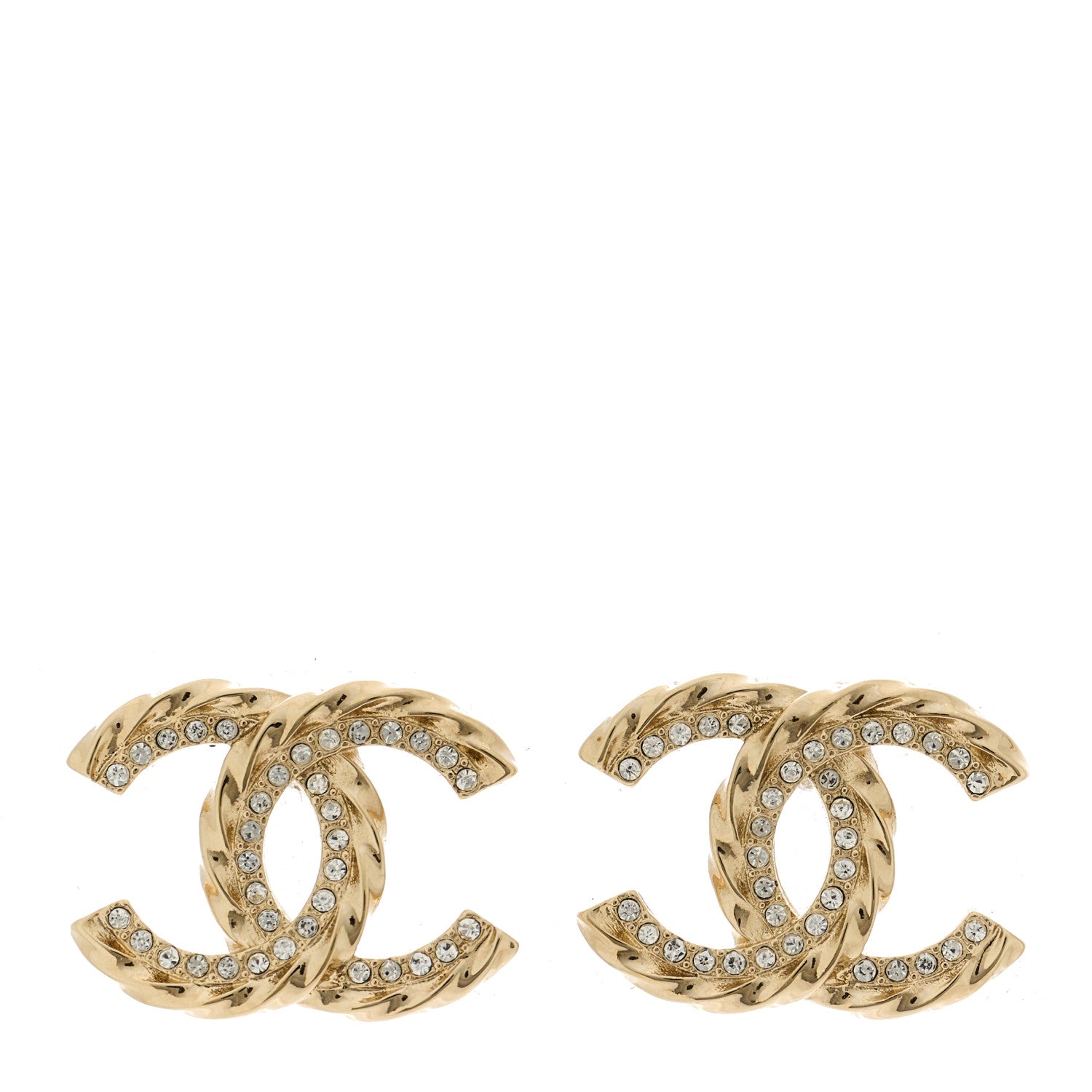 Chanel Crystal CC Earrings Gold 1 of 5