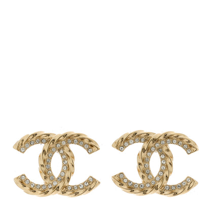 Chanel Crystal CC Earrings Gold 1 of 5