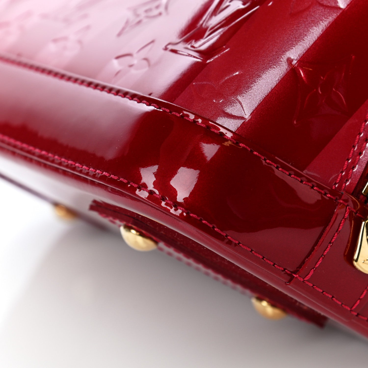 Louis Vuitton Vernis Rayures Alma BB Pomme D'Amour 9 of 14