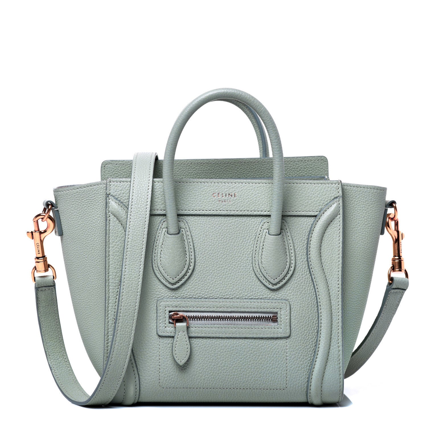 Celine Drummed Calfskin Nano Luggage Almond 1 of 12