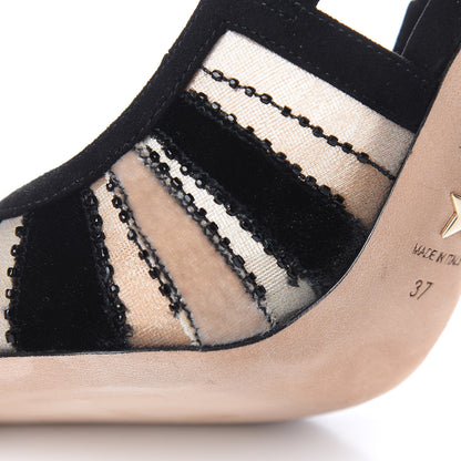 Christian Dior Suede Tulle Velvet Embroidered Sweet D Sling-Back Pumps 37 Pink Grey 12 of 13