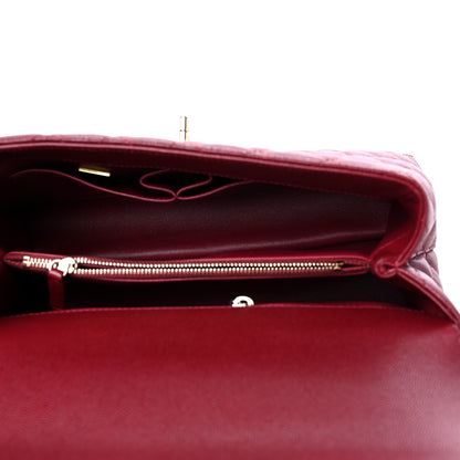 Chanel Caviar Lizard Embossed Quilted Small Coco Handle Flap Burgundy 5 of 9
