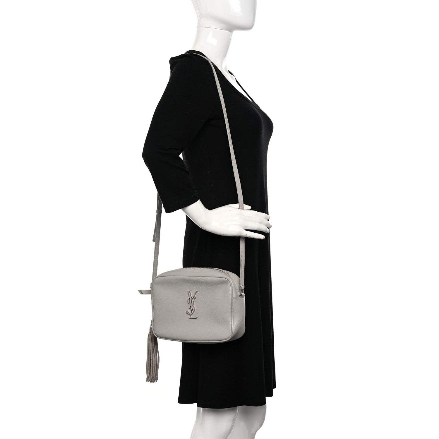 Saint Laurent Lambskin Monogram Lou Camera Bag Granite 2 of 13