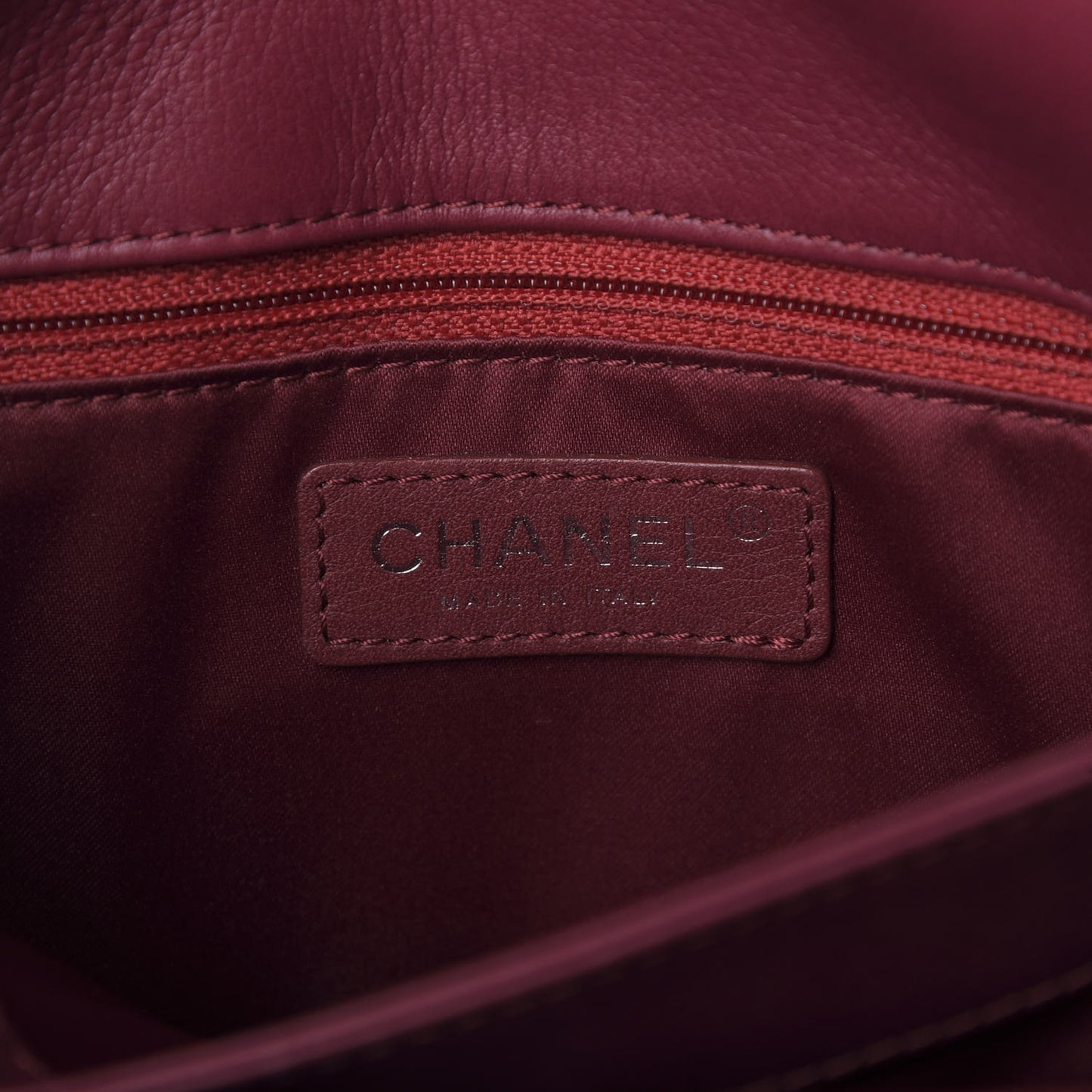 Calfskin Stitch Medium Flap Red