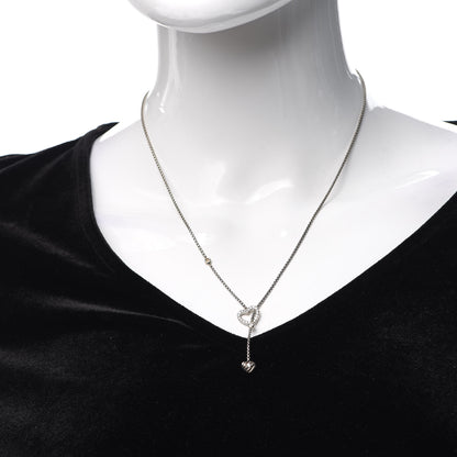 David Yurman Sterling Silver Diamond Open Heart Cable Y Necklace 2 of 5