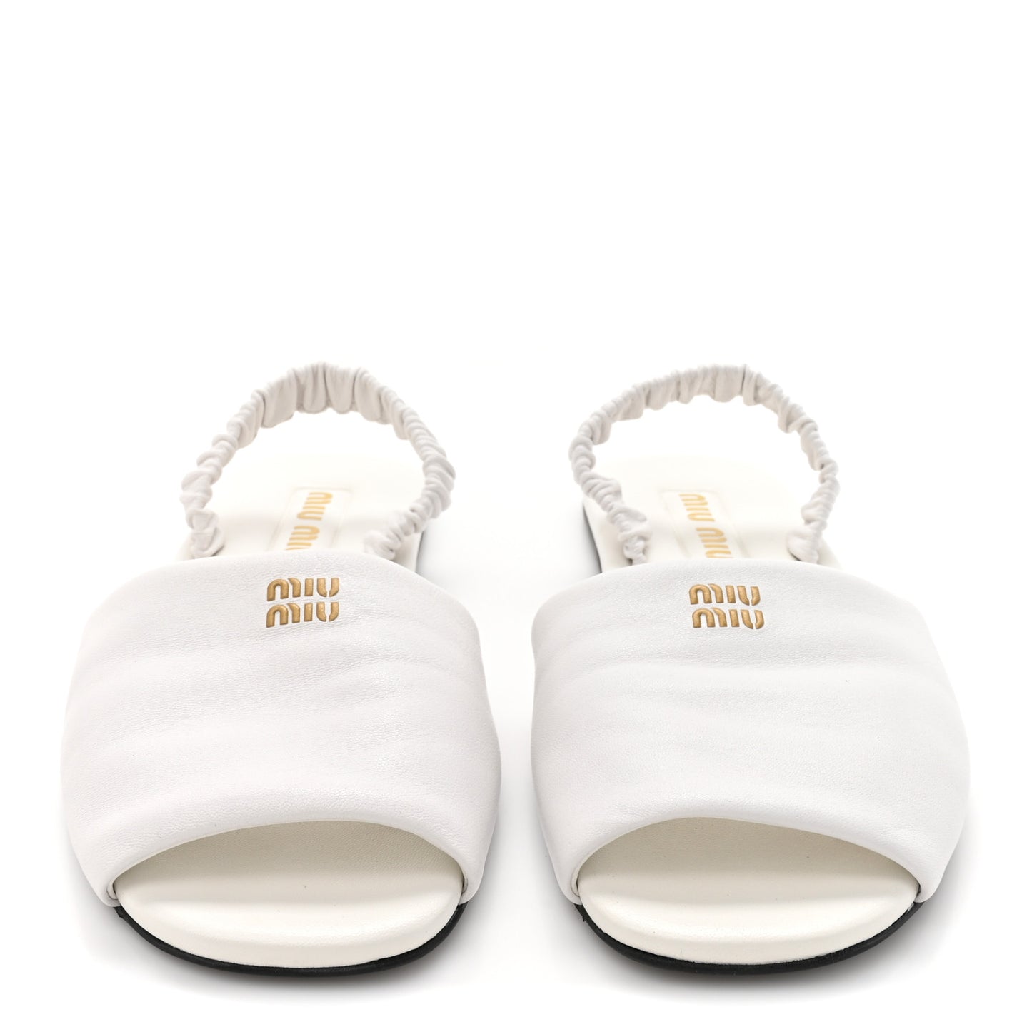 Vitello Nappa Ruched Flat Sandals 39 White