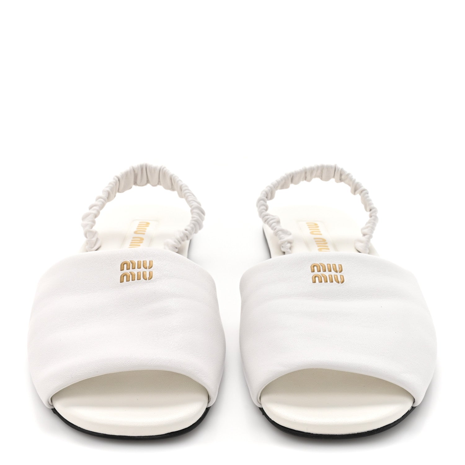 Miu Miu Vitello Nappa Ruched Flat Sandals 39 White 3 of 10