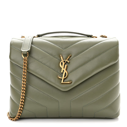 Saint Laurent Calfskin Y Quilted Monogram Small Loulou Chain Satchel Light Sage 1 of 10
