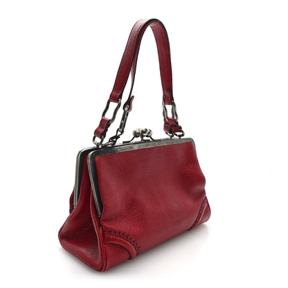 Burberry Goatskin Kiss Lock Frame Shoulder Bag Red 3 of 12