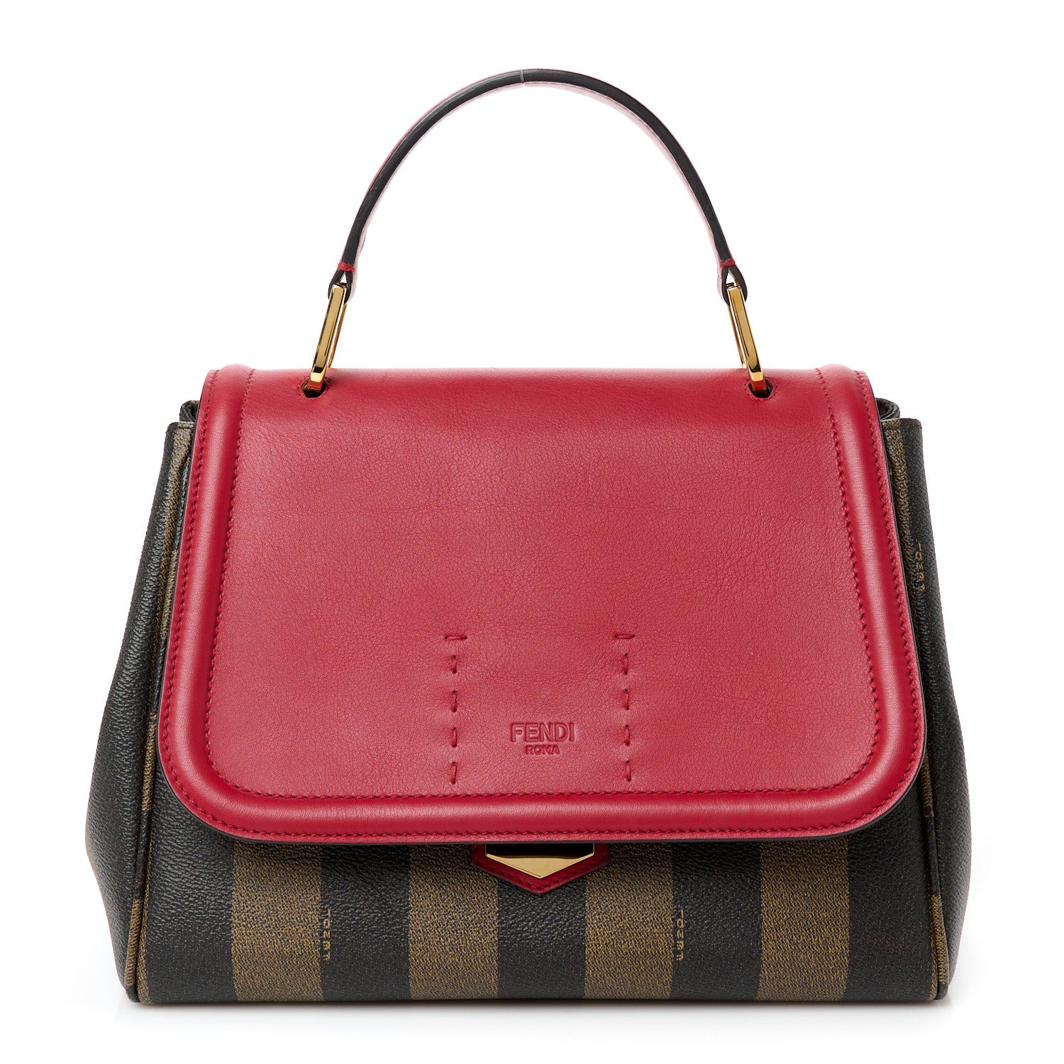 Fendi Pequin Spalmati Vitello Flamingo Shoulder Bag Tobacco Red 1 of 12