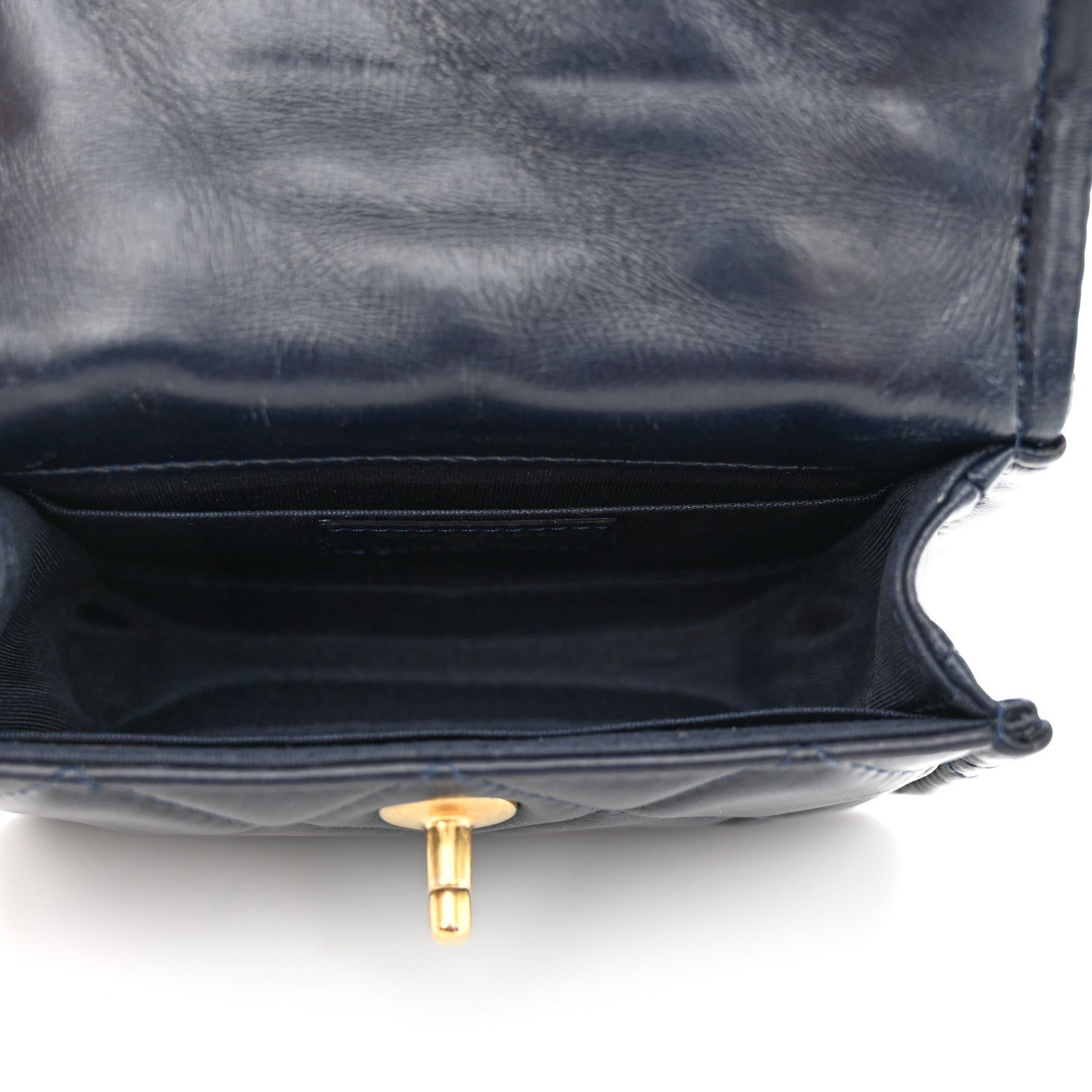 Chanel Shiny Lambskin Quilted Extra Mini Flap Navy Blue 5 of 10