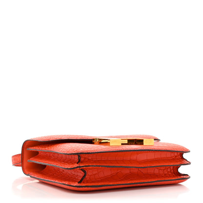 Hermes Matte Alligator Constance 18 Rouge Indien 4 of 14