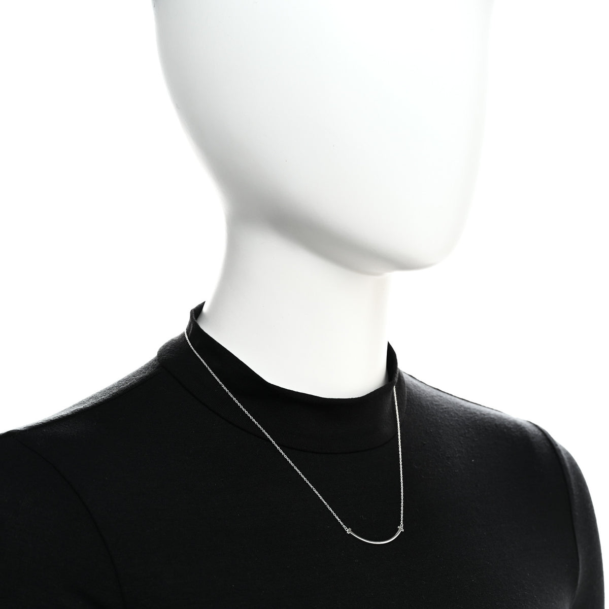 Tiffany Sterling Silver Small T Smile Pendant Necklace 2 of 7