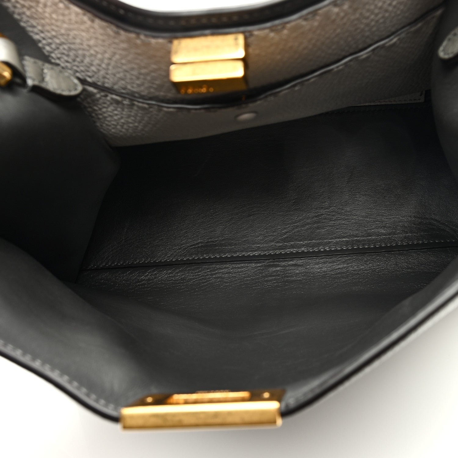 Fendi Cuoio Romano Selleria Bi-Color Medium Peekaboo X-Lite Moon Ghiaia 5 of 8