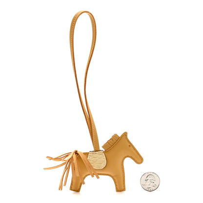 Hermes Milo Lambskin Matte Alligator Touch Grigri Rodeo Horse Bag Charm PM Paille Vanille 2 of 4