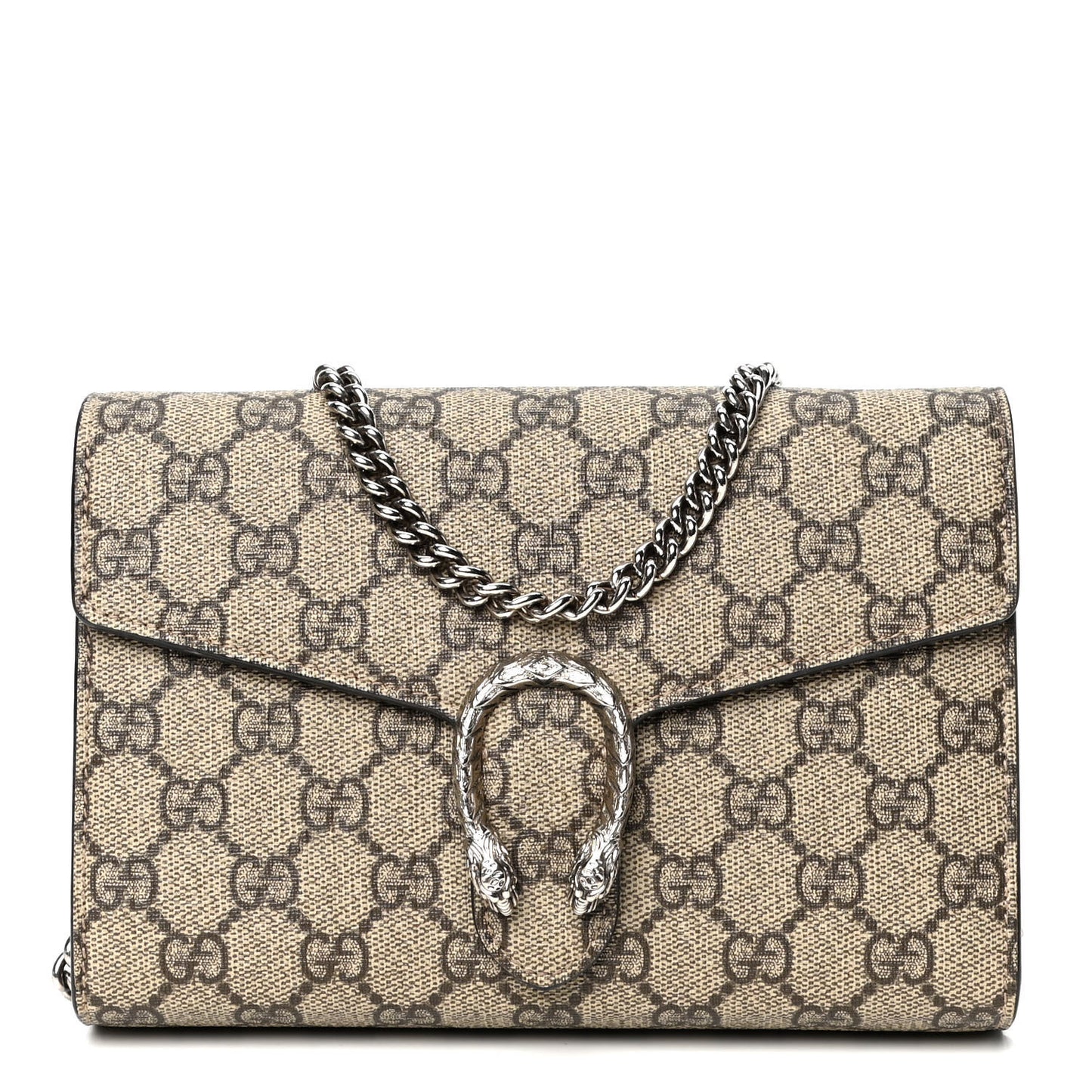 GG Supreme Monogram Mini Dionysus Chain Wallet Beige Taupe