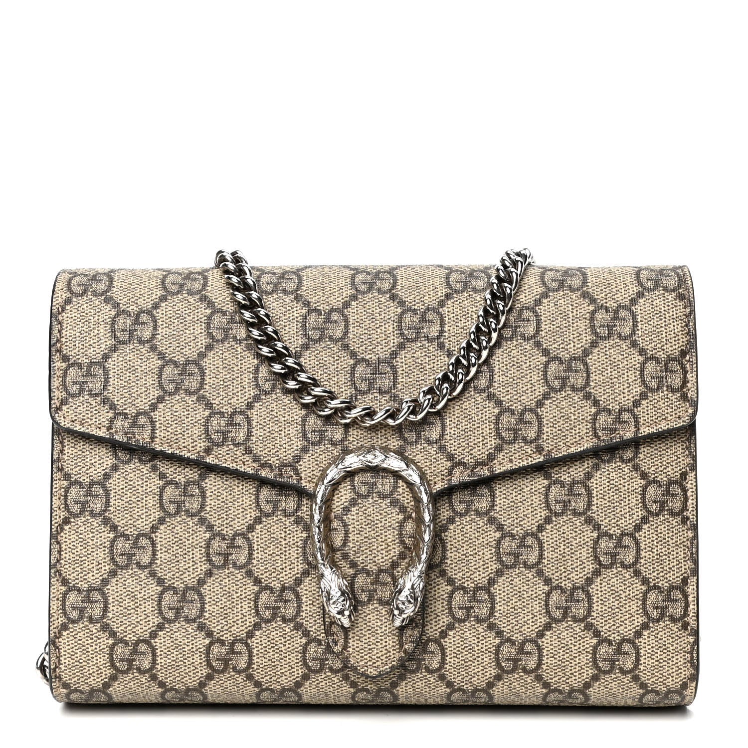 Gucci GG Supreme Monogram Mini Dionysus Chain Wallet Beige Taupe 1 of 5