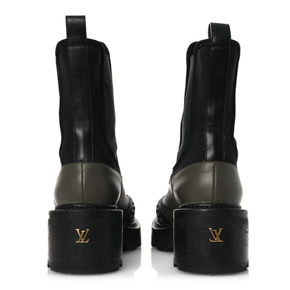 Louis Vuitton Calfskin Beaubourg Ankle Boots 39 Black Green 6 of 14