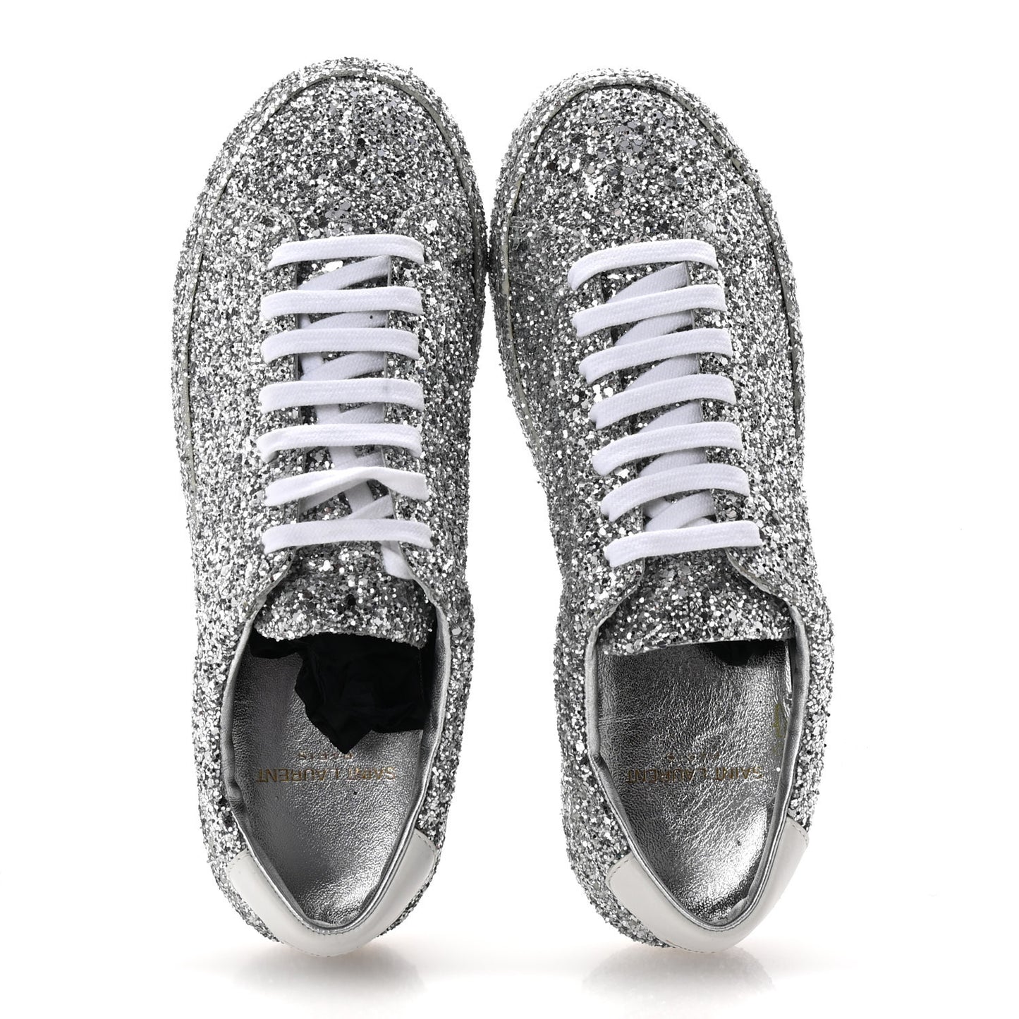 Calfskin Crystal Glitter Andy Sneakers 37 Silver