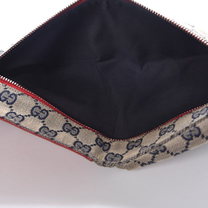 Gucci GG Monogram Web Double Pocket Belt Bag Navy Red 5 of 10