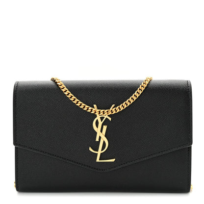 Saint Laurent Grain de Poudre Uptown Chain Wallet Black 1 of 11