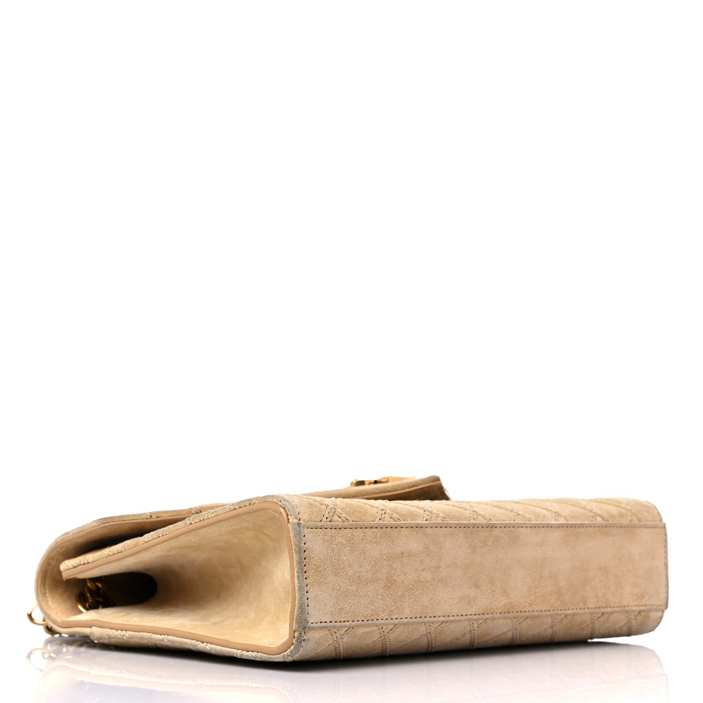 Suede Mixed Matelasse Triquilt Medium Monogram Envelope Satchel Sea Salt