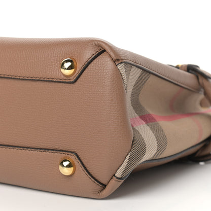Burberry Grainy Calfskin House Check Small Banner Tote Tan 6 of 12