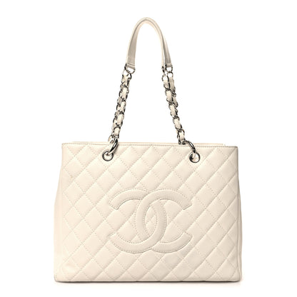 Chanel Caviar Quilted Grand Shopping Tote GST White 1 of 19