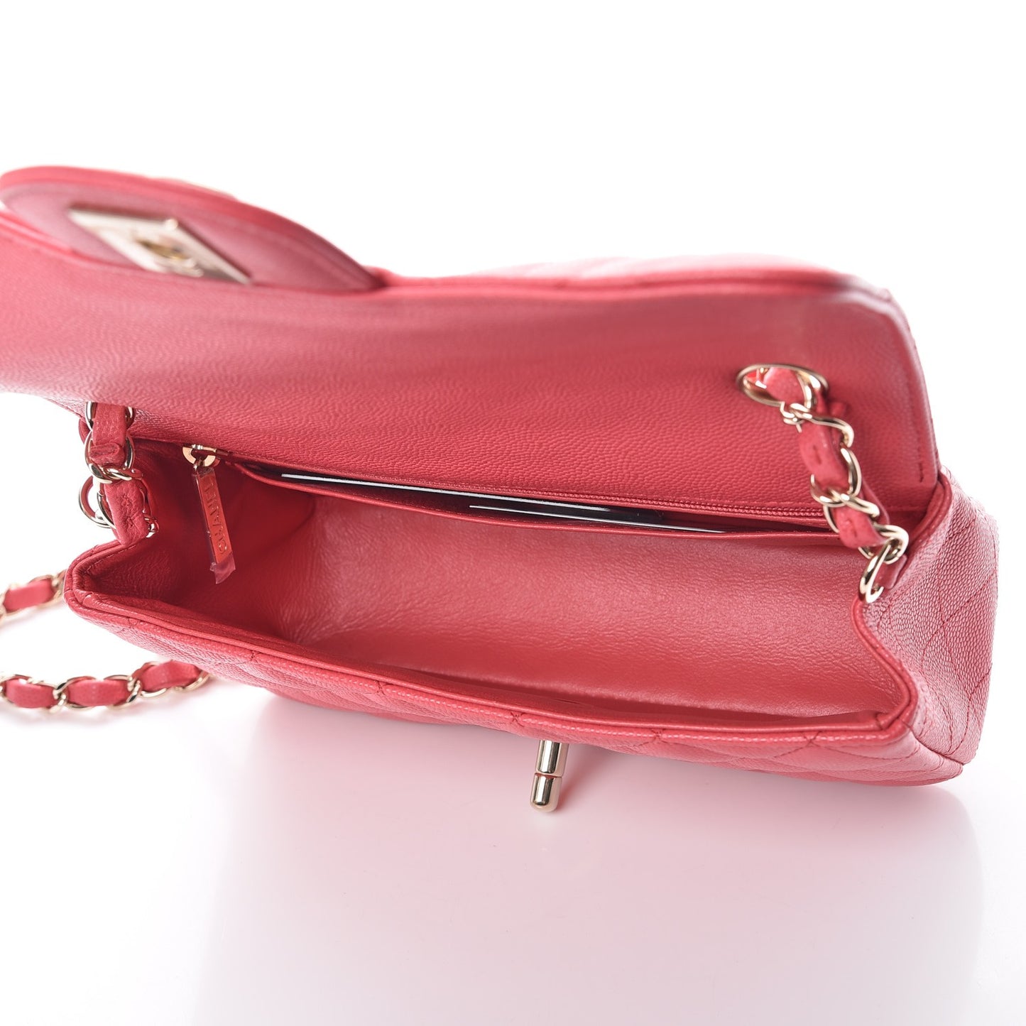 Caviar Quilted Mini Rectangular Flap Dark Pink