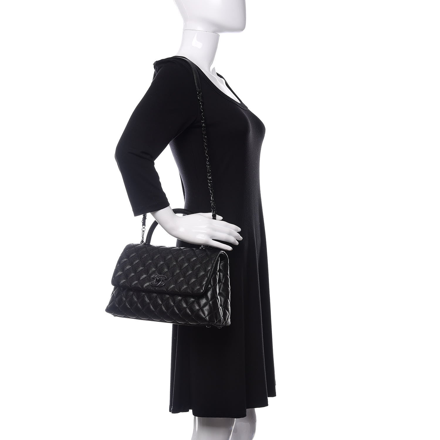 Chanel Caviar Quilted Small Coco Handle Flap So Black 2 of 11