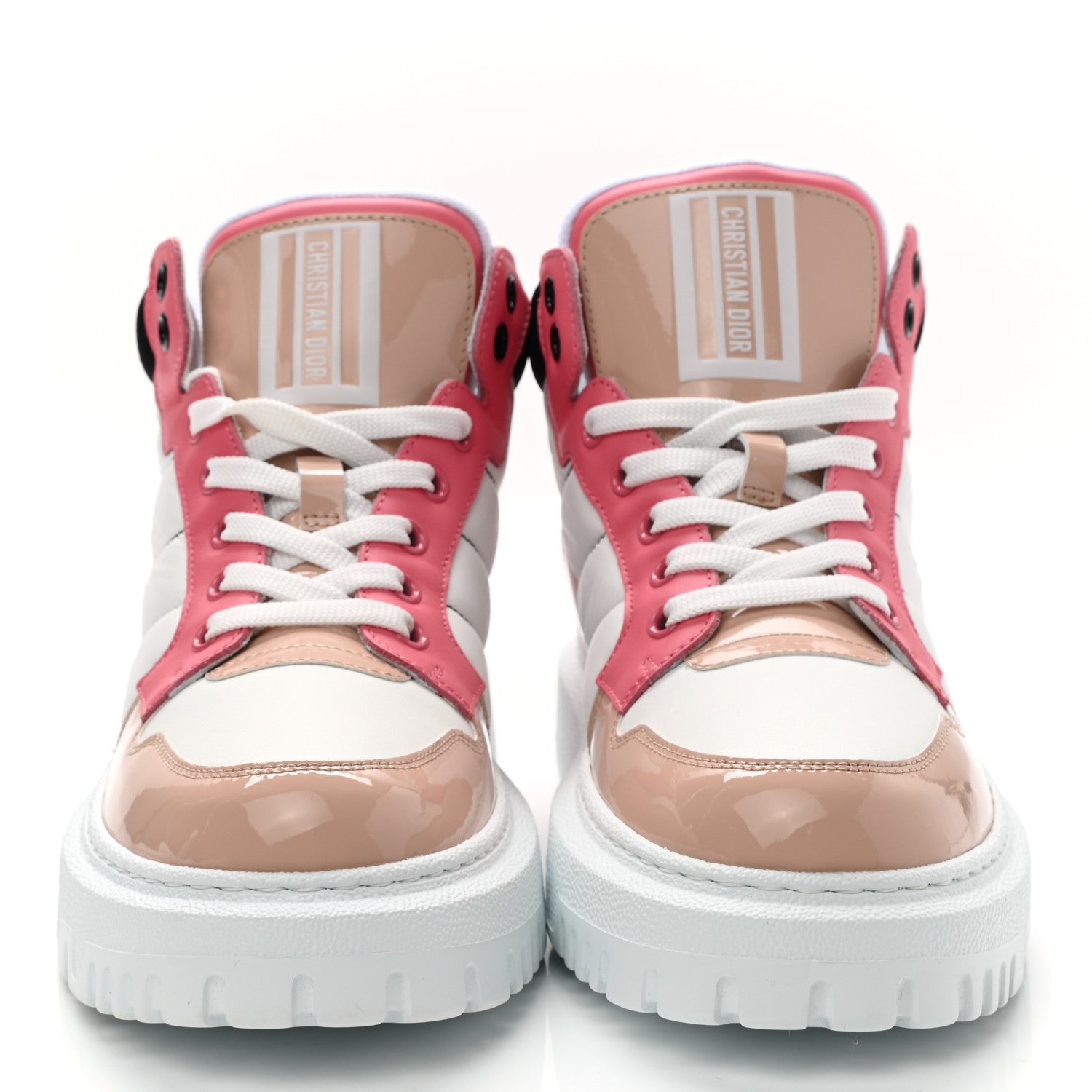 Christian Dior Nylon Calfskin Womens D-Player High Top Sneakers 37 Pink 2 of 8