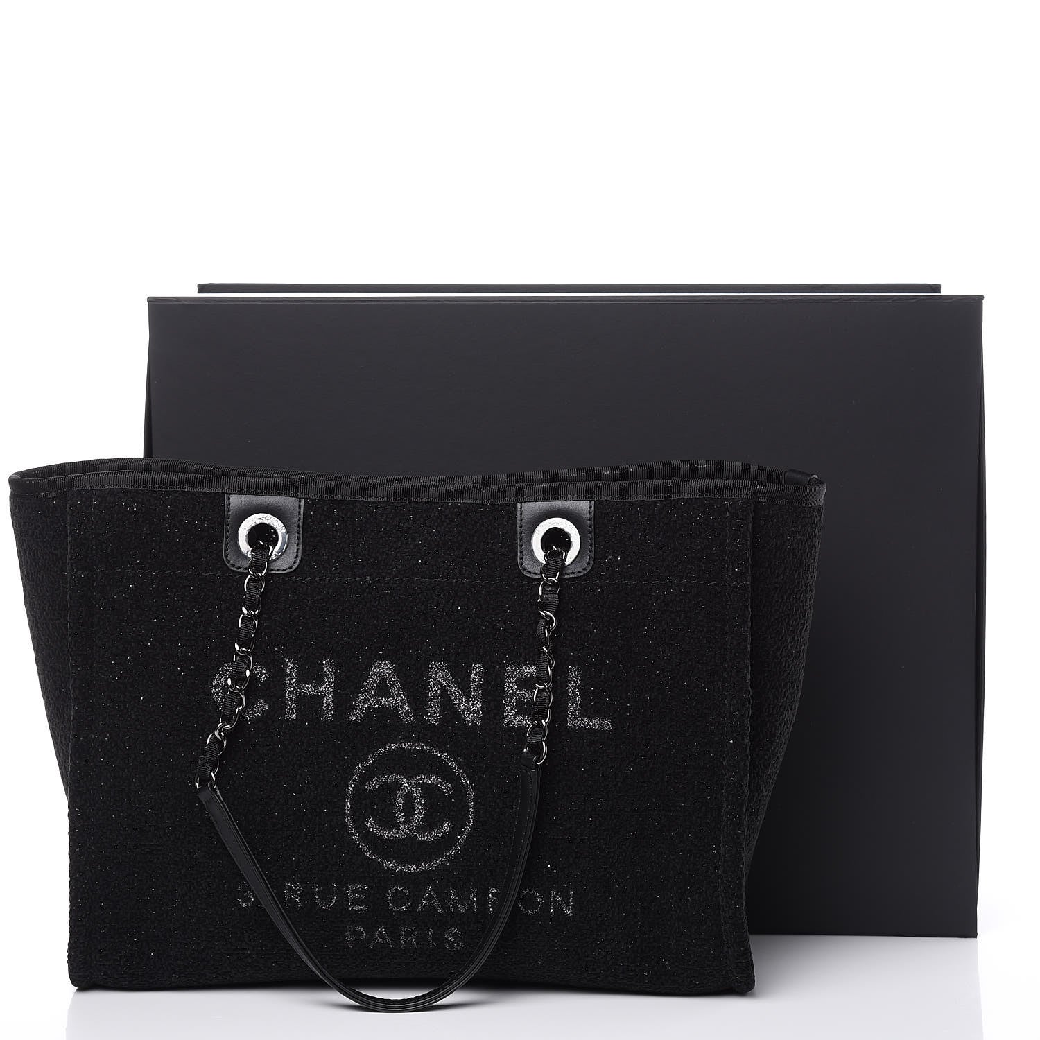 Chanel Lurex Boucle Small Deauville Tote Black 10 of 10