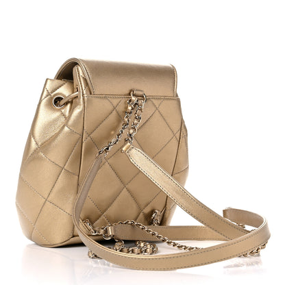Chanel Metallic Lambskin Quilted Timeless CC Drawstring Backpack Gold 3 of 10