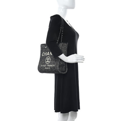 Chanel Mixed Fibers Calfskin Mini Deauville Tote Black White 2 of 10