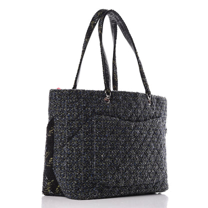 Chanel Tweed Quilted Large Cambon Tote Blue 3 of 11