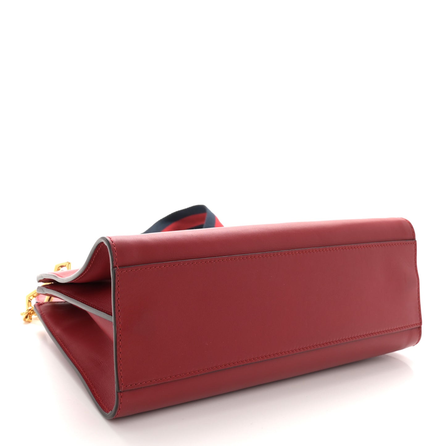 Nappa Bamboo Web Small Nymphaea Top Handle Bag Hibiscus Red