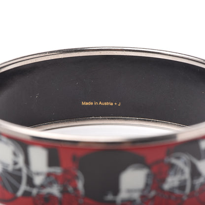 Hermes Enamel Printed Wheels Of Carriage Caleche Wide Bracelet 70 5 of 5