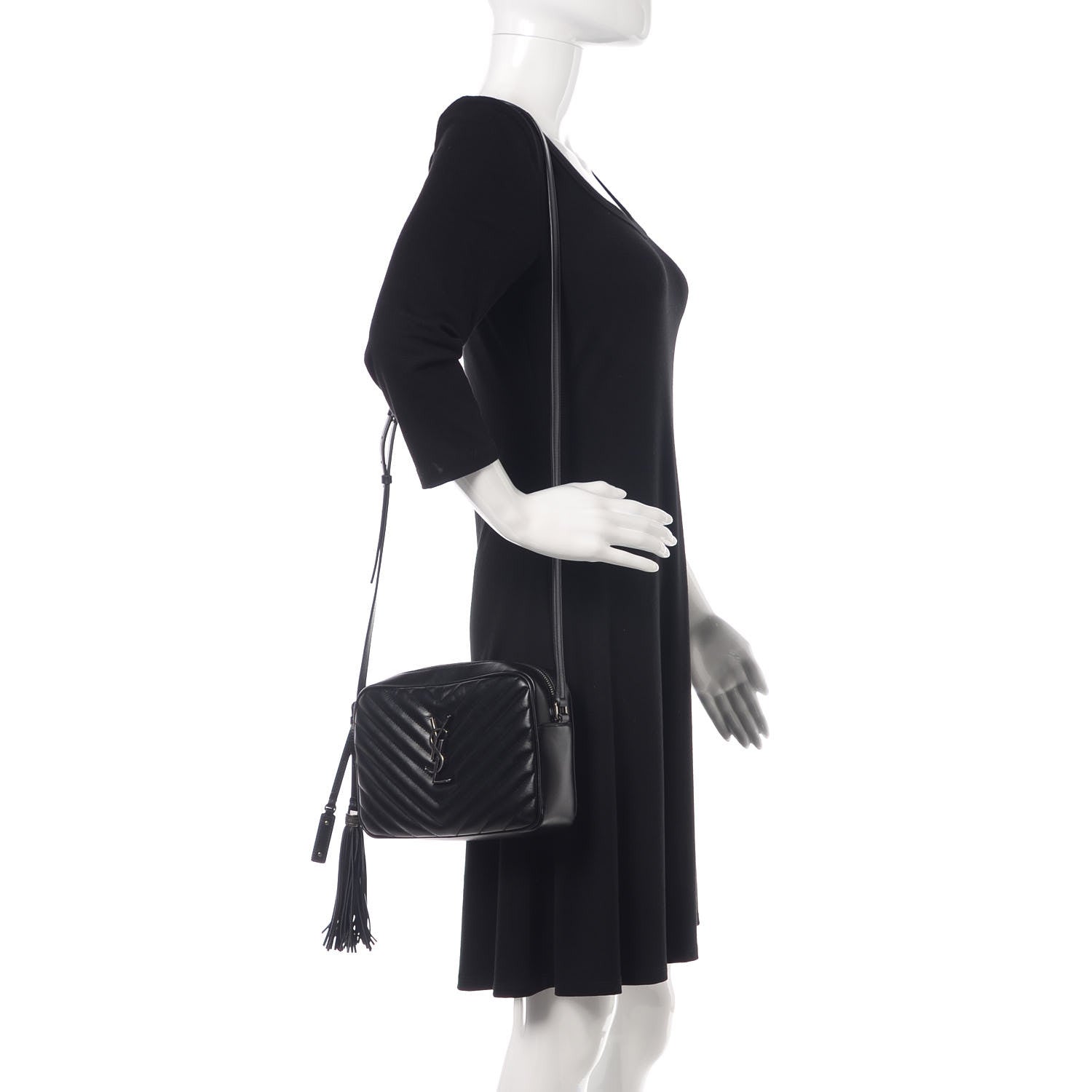Saint Laurent Calfskin Matelasse Monogram Lou Camera Bag Black 2 of 10