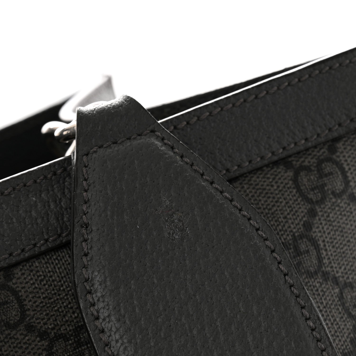 Gucci GG Supreme Monogram Textured Dollar Calfskin Large Ophidia Tote Bag Grey Black Graphite Grey 13 of 14