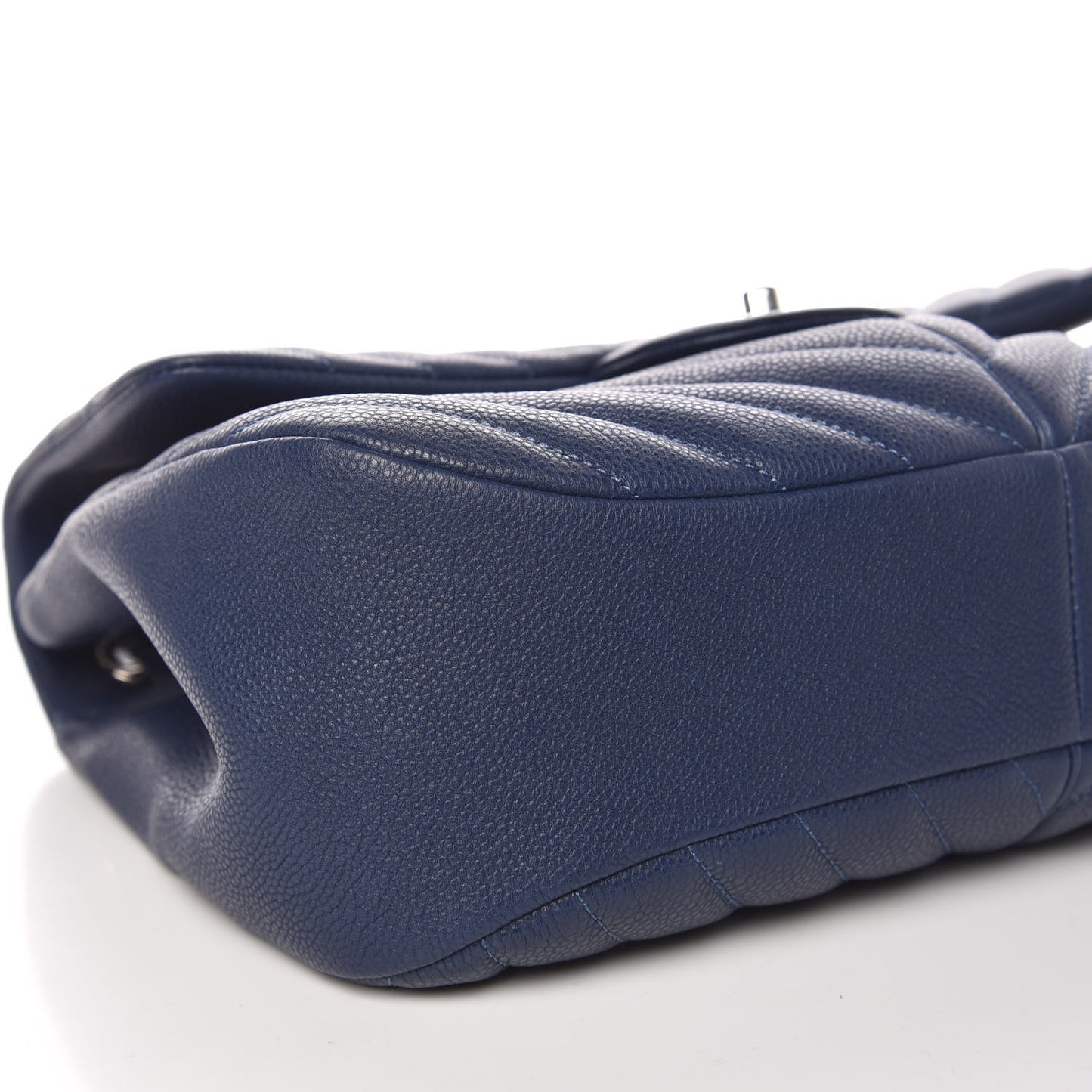 Caviar Chevron Quilted Large Puffy CC Flap Navy