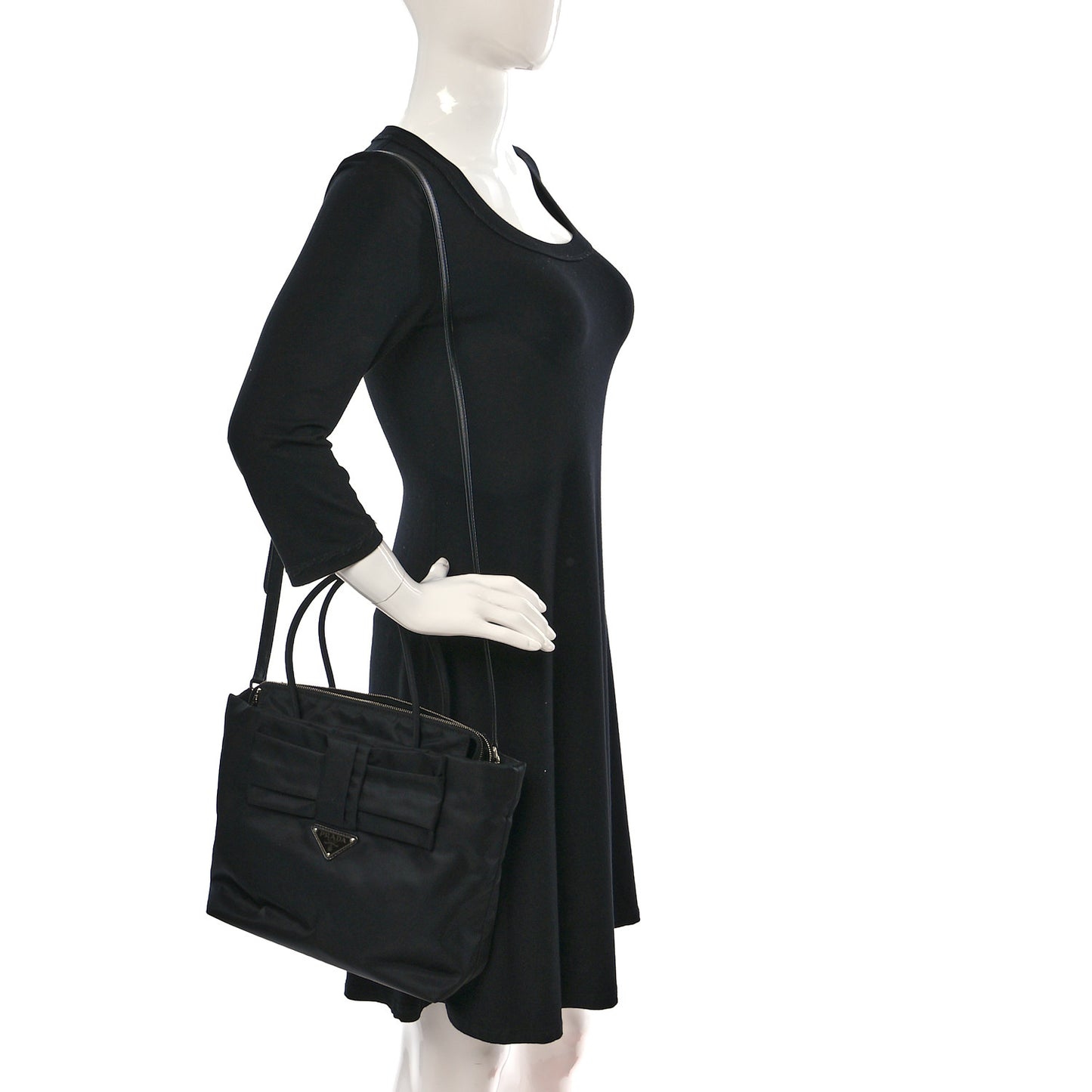 Tessuto Nylon Bow Tote Black